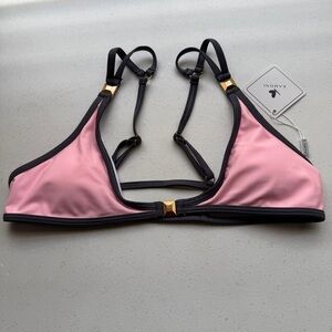 Kamoni Women's Adjustable Straps Bikini Top Pink Nylon Spandex Beach Size M